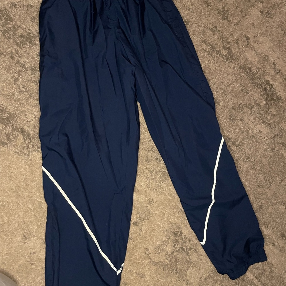 Navy Blue Track Pants with White Accents